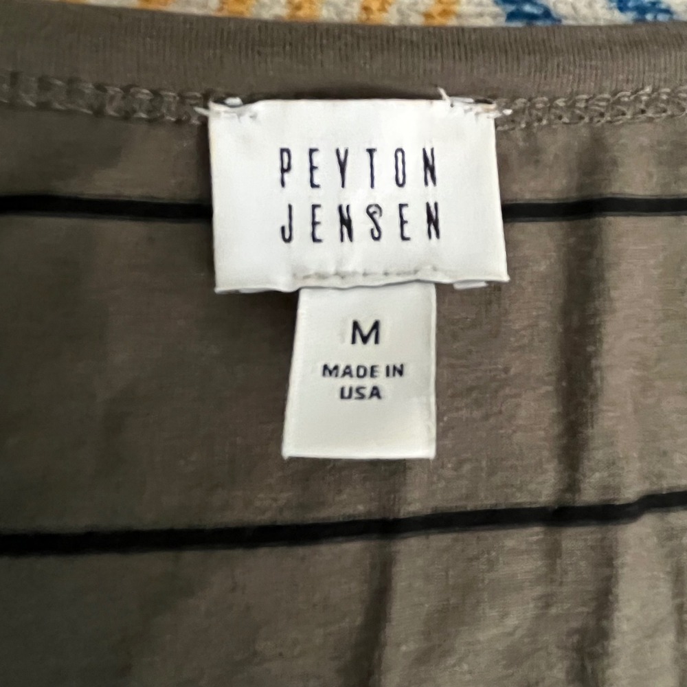 Peyton Jensen Womens Olive Green Striped Long Sleeve Scoop Neck Tunic Top Size M - Picture 4 of 4